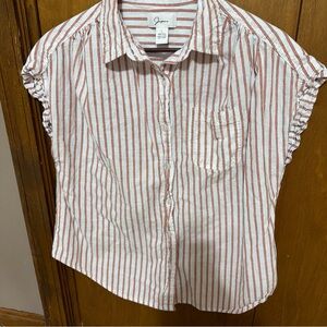 Japna White & Rust Striped Short-Sleeve Button-Up Shirt